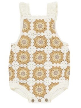 Riley & crew Baby Romper in Cream and Tan Sunburst 12 to 18 months